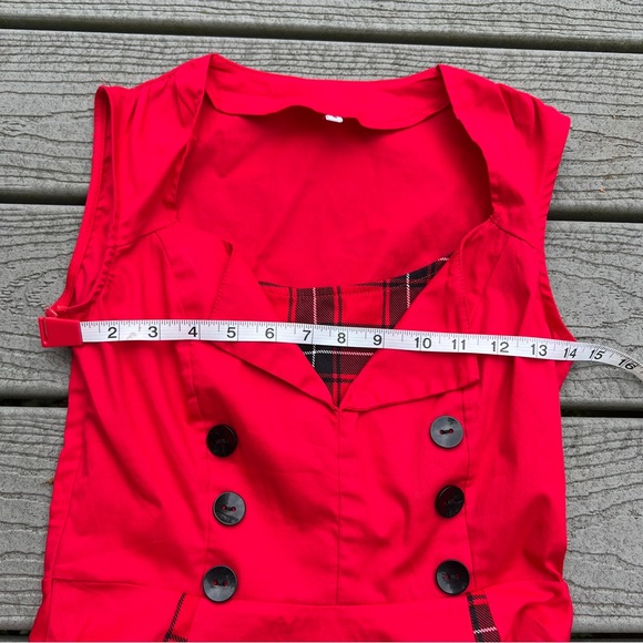 KILLREAL: Red Retro Vintage Style Cocktail Party Swing Dress. Size Small. - Picture 8 of 12
